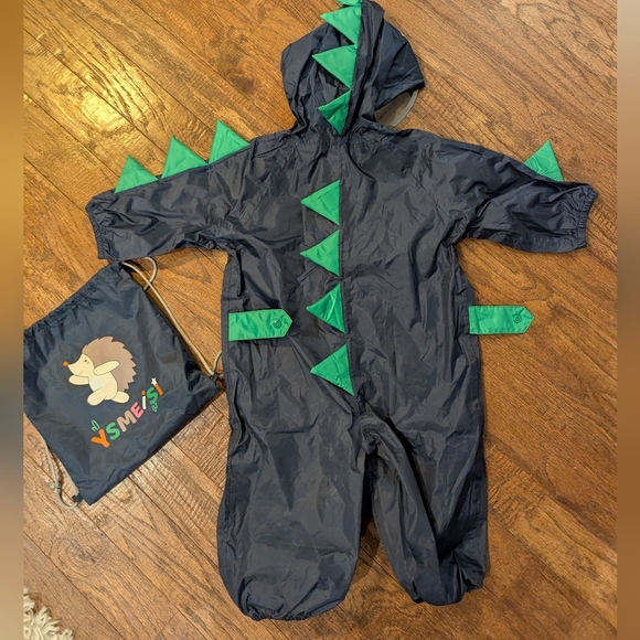 Navy Dinosaur Toddler Rain Suit for size small - Picture 7 of 11